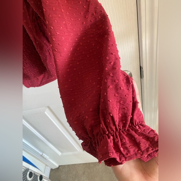 And Now This Macy’s Brand Women’s Dobby Dot Textured Cuffed Blouson Red - Size L - Picture 5 of 7